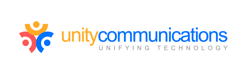 Logo of Unity Communications with stylized figures and the tagline