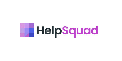 HelpSquad logo with the name in black and purple beside a blue and purple square icon.